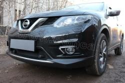 Защитная решетка радиатора Nissan X-Trail (Т32) 2015-н.в с парктроником низ черная