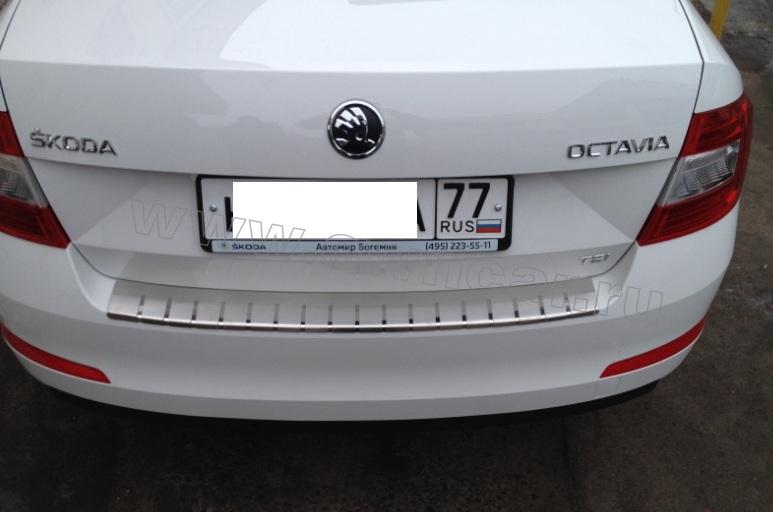 Накладка на бампер Skoda Octavia 3 (A7) с загибом,Накладка из ...